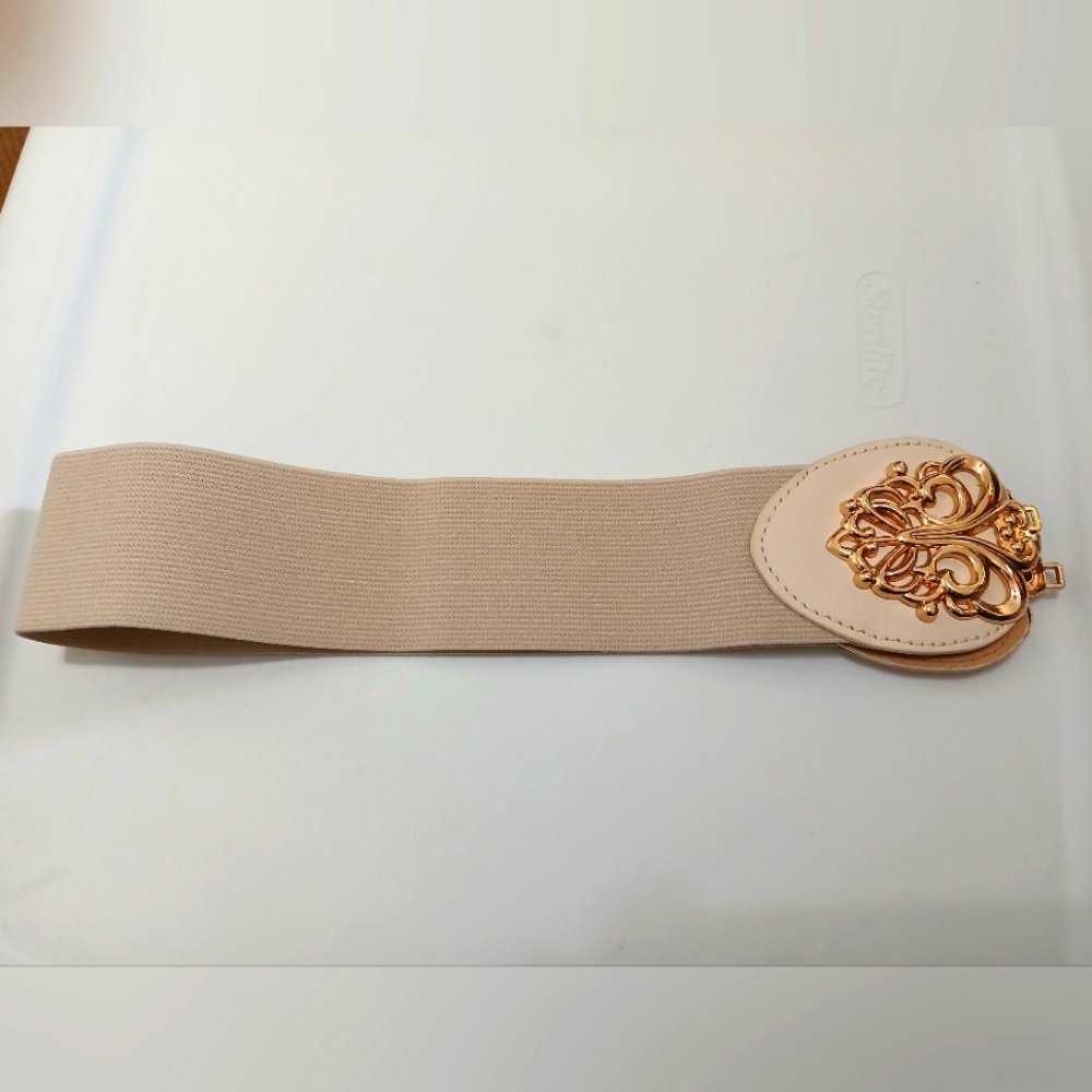 Evolutionary Elegant Tan Belt with Gold Buckle
